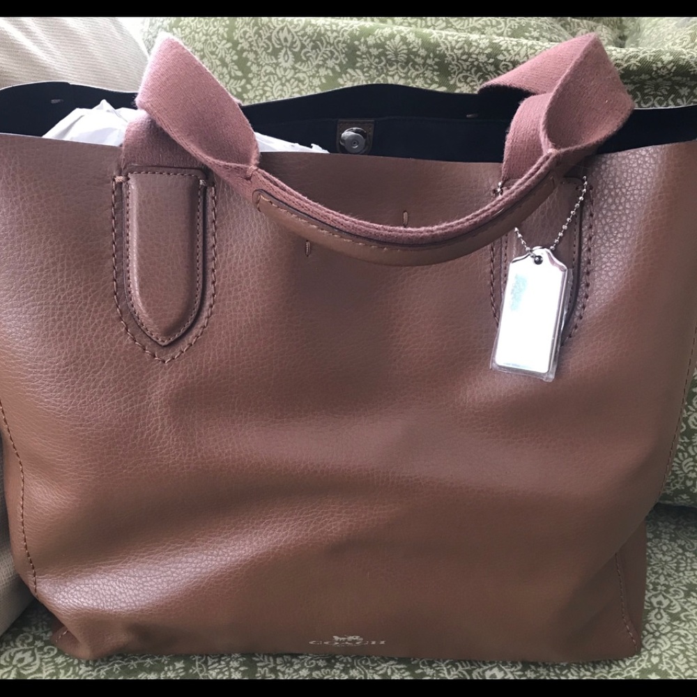COACH Leather Derby Tote Saddle Brown